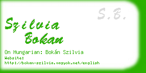szilvia bokan business card